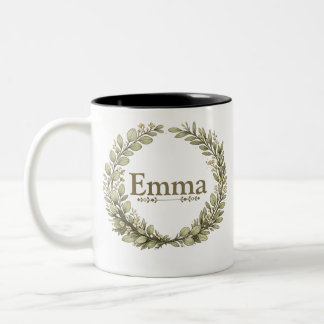 2 Couleurs Tasse à Couronne Botanique Personnalisée | Nom Per