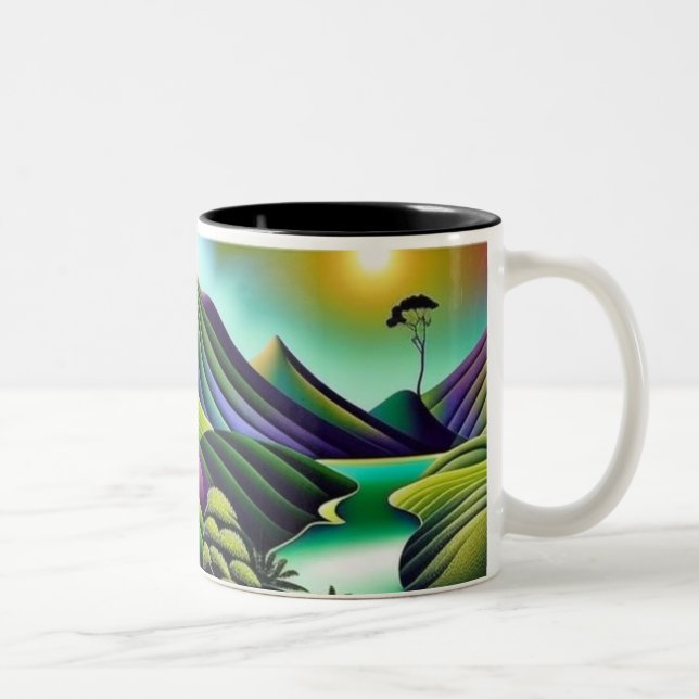 2 Couleurs Tasse à deux tons avec paysage tropical luxuriant (Droit)