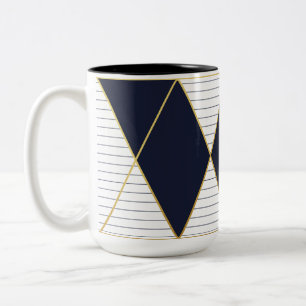 2 Couleurs Tasse à deux tons de bleu marine d'or de