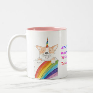2 Couleurs Tasse à deux tons d'unicorgi d'arc-en-ciel