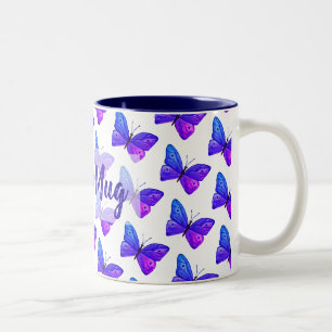 2 Couleurs Tasse à deux tons personnalisée de papillons