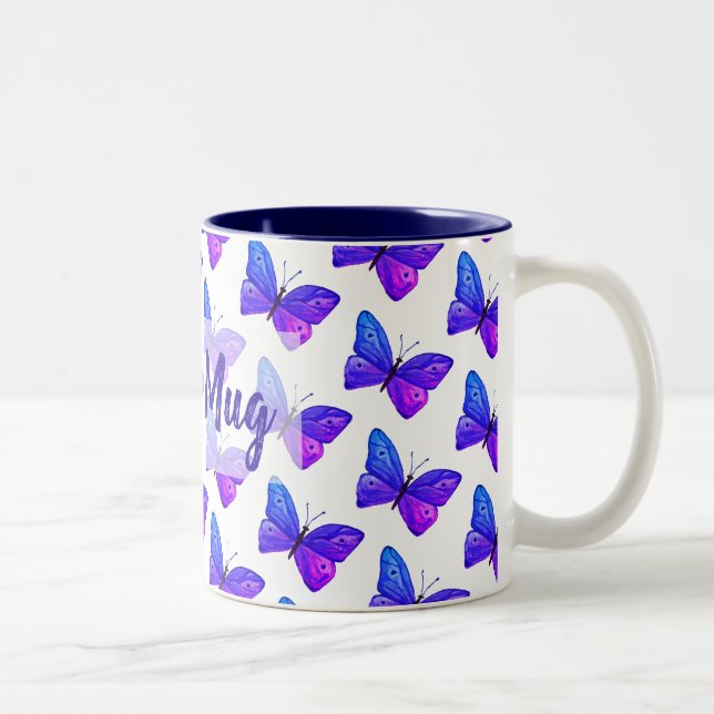 2 Couleurs Tasse à deux tons personnalisée de papillons (Droit)