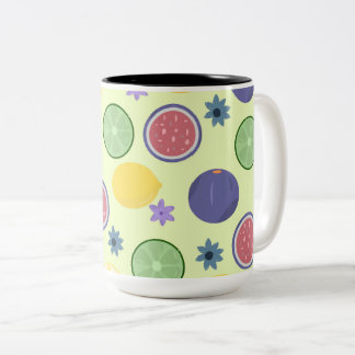 2 Couleurs Tasse à motif Citrus – Citron, Figue & Lime