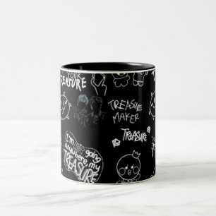2 Couleurs Tasse à motif de personnage bâton noir Minimalis