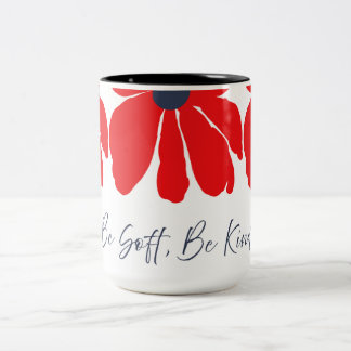 2 Couleurs Tasse à motif floral rouge