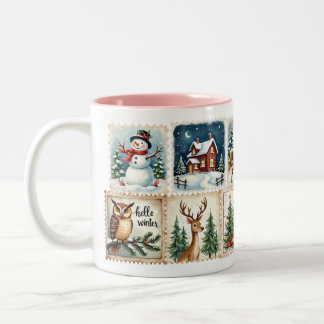 2 Couleurs Tasse à tampon hivernal vintage – Tasse des Fêtes