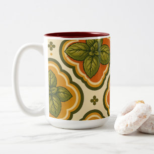2 Couleurs Tasse Accent Motif Basilic Rétro