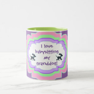 2 Couleurs tasse - amour d'I gardant les enfants mon granddog