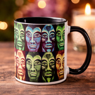 2 Couleurs Tasse aux visages tribaux inspirés de Mayan Bold E