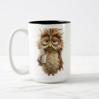 2 Couleurs Tasse avec illustration de chouette mignonne | Ois