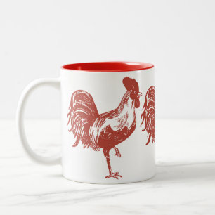 2 Couleurs Tasse avec le coq rouge