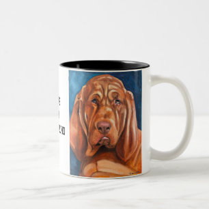 2 Couleurs Tasse avec peinture à l'huile d'un Bloodhound marr