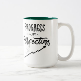 2 Couleurs Tasse bicolore, 15 oz Progrès et non perfection | 