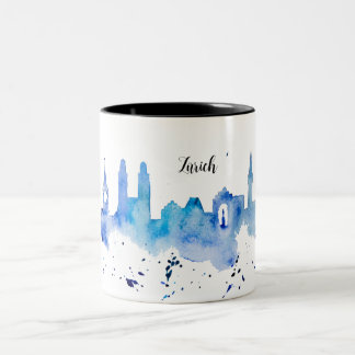 2 Couleurs Tasse bicolore de Zurich Skyline