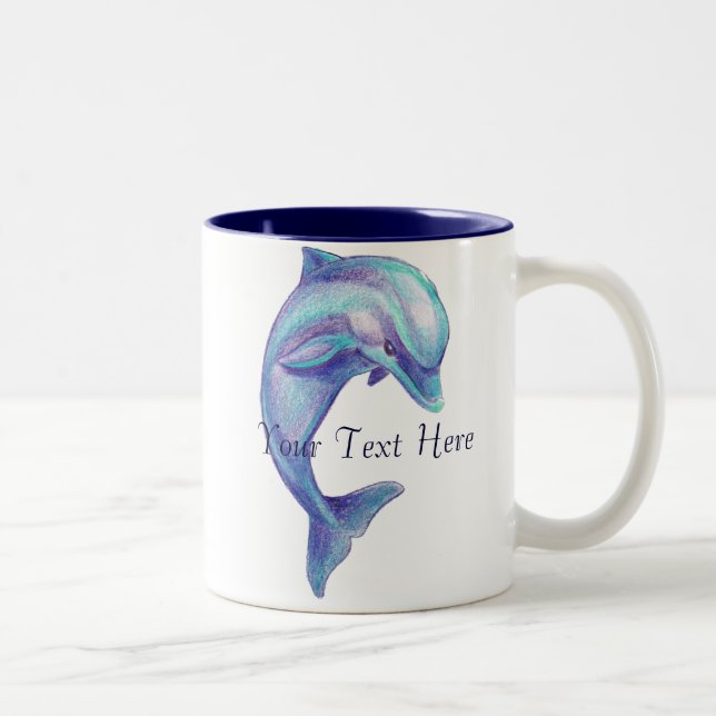 2 Couleurs Tasse bleue de dauphin (Droit)