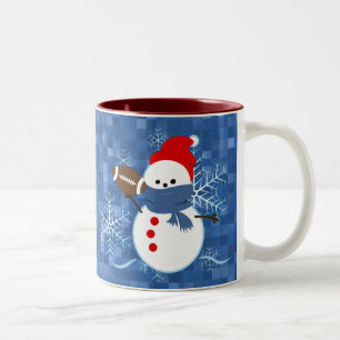 2 Couleurs Tasse - bonhomme de neige du football de flocons
