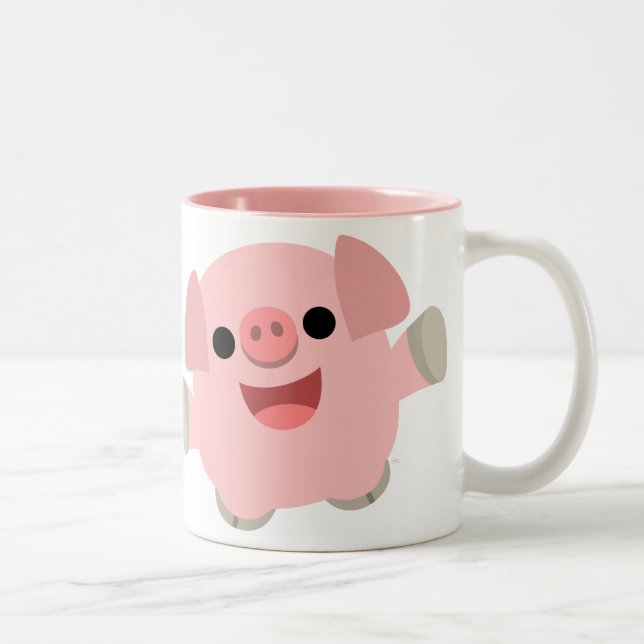 2 Couleurs Tasse câline de porc de bande dessinée (Droit)