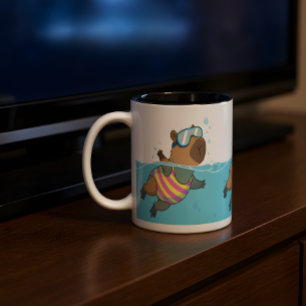 2 Couleurs Tasse Capybara Nageur Café à thème de natation m