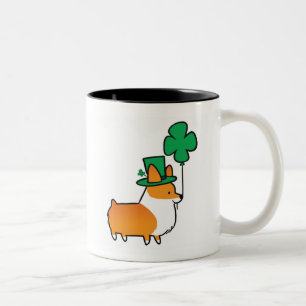2 Couleurs Tasse chanceuse   CorgiThings de shamrock de corgi