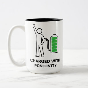 2 Couleurs Tasse Chargée de Positivité ☕🔋   Motivation Drôle