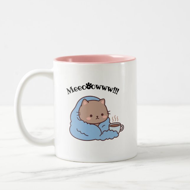 2 Couleurs Tasse Chat Mignon  (Gauche)