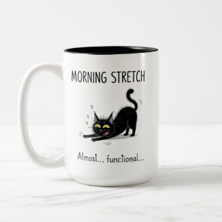 2 Couleurs Tasse Chat Presque Fonctionnel Étirement Matinal D