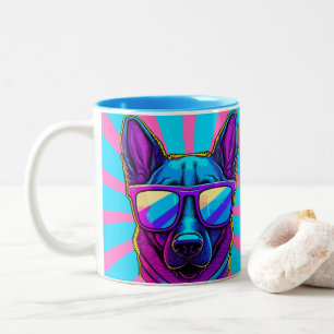 2 Couleurs Tasse Chien Cool Coloré Avec Lunettes de Soleil Vi