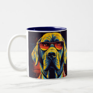 2 Couleurs Tasse Chien Cool Coloré Avec Lunettes de Soleil Vi