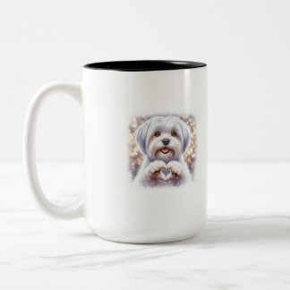 2 Couleurs Tasse Chien Mignon Cœur