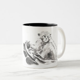 2 Couleurs Tasse chinoise de zodiaque d'année de singe de