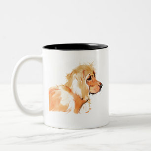 2 Couleurs Tasse Cocker Spaniel, Maman Chien Café Aquarelle