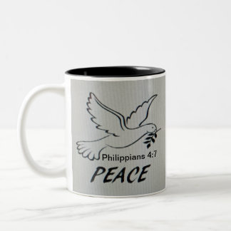 2 Couleurs Tasse Colombe de la Paix avec Écriture