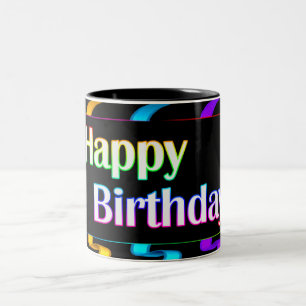 2 Couleurs Tasse colorée de joyeux anniversaire