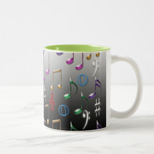 2 Couleurs Tasse colorée de notes musicales