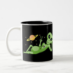 2 Couleurs Tasse d'alien de l'espace de paix