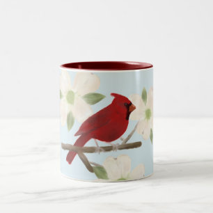 2 Couleurs Tasse d'aquarelle de cardinal et de cornouiller