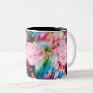 2 Couleurs Tasse d'art abstrait Cristal de cœur rose