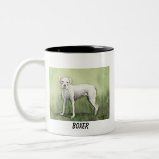 2 Couleurs Tasse d'art de chien "de boxeur blanc"
