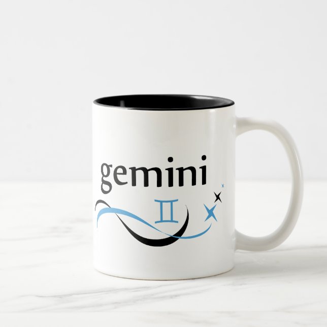 2 Couleurs Tasse d'astrologie de zodiaque de Gémeaux (Droit)