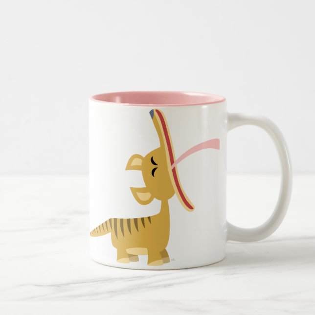 2 Couleurs Tasse de baîllement de Thylacine de bande dessinée (Droit)
