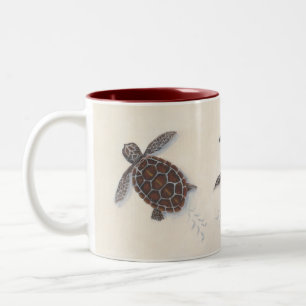 2 Couleurs Tasse de café avec des tortues de mer de bébé
