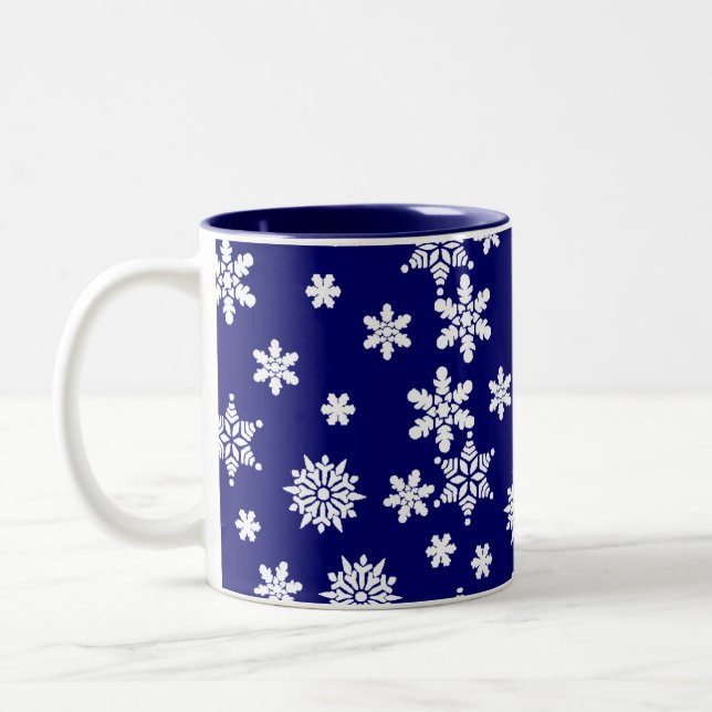 2 Couleurs Tasse de café bleue de flocons de neige (Gauche)