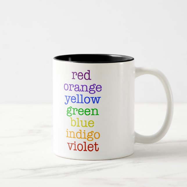 2 Couleurs tasse de café chic d'arc-en-ciel de geek (Droit)