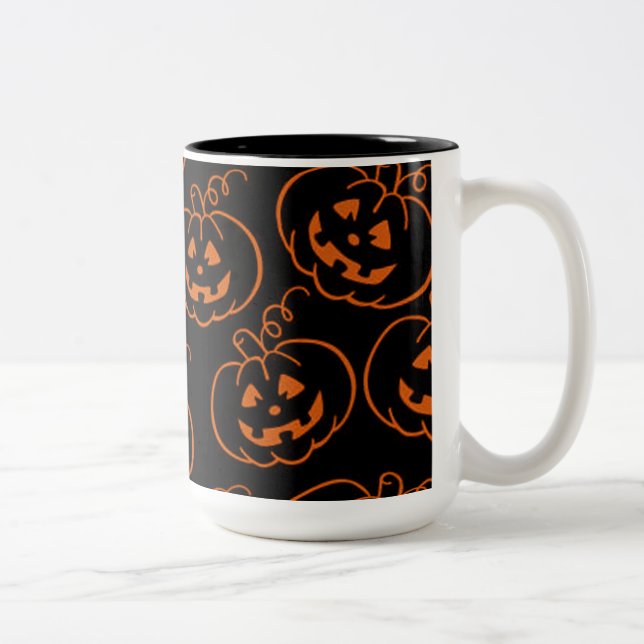 2 Couleurs Tasse de café citrouilles Jack-O-Lantern Halloween (Droit)