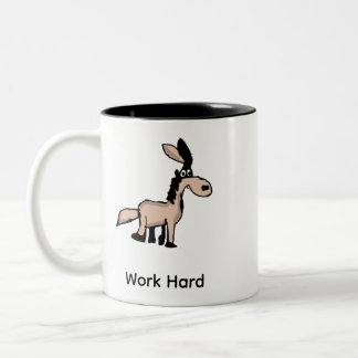 2 Couleurs Tasse de café de bureau drôle d'âne travaille dur