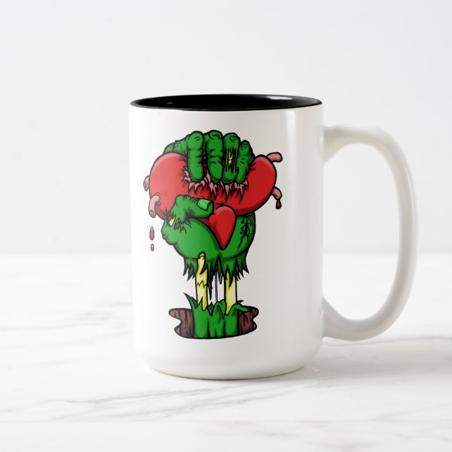 2 Couleurs Tasse de café de coeur de zombi (Droit)