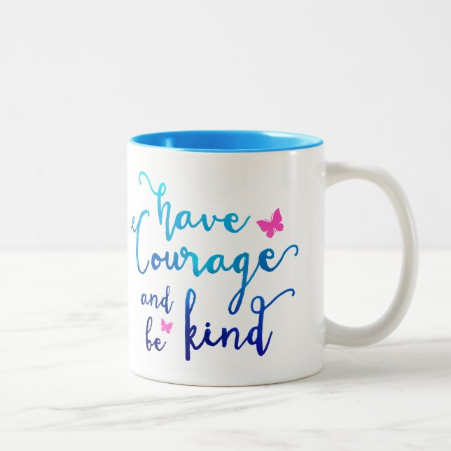 2 Couleurs Tasse de café de courage et de gentillesse (Droit)