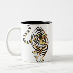 2 Couleurs Tasse de café de tigre de bande dessinée