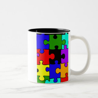 2 Couleurs tasse de café denteuse de morceau de puzzel