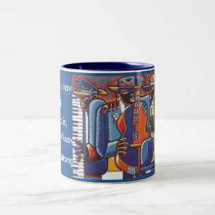 2 Couleurs Tasse de café d'oeuvre d'art de jazz